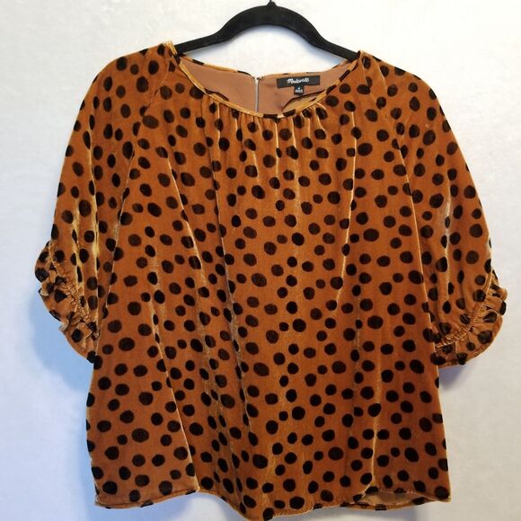 Madewell Tops - Madewell M Top Memento Velvet Burnt Orange Animal Print Boho Cottagecore Preppy